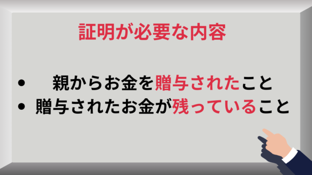 証明が必要な内容_贈与されたこと_残っていること