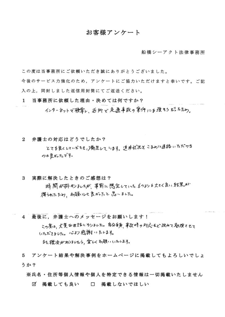 船橋市・40代・男性のお客様アンケート