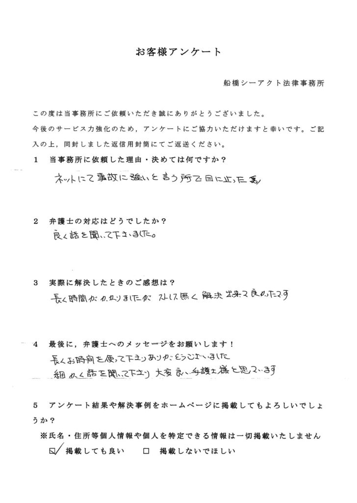 浦安市・50代・女性のお客様アンケート