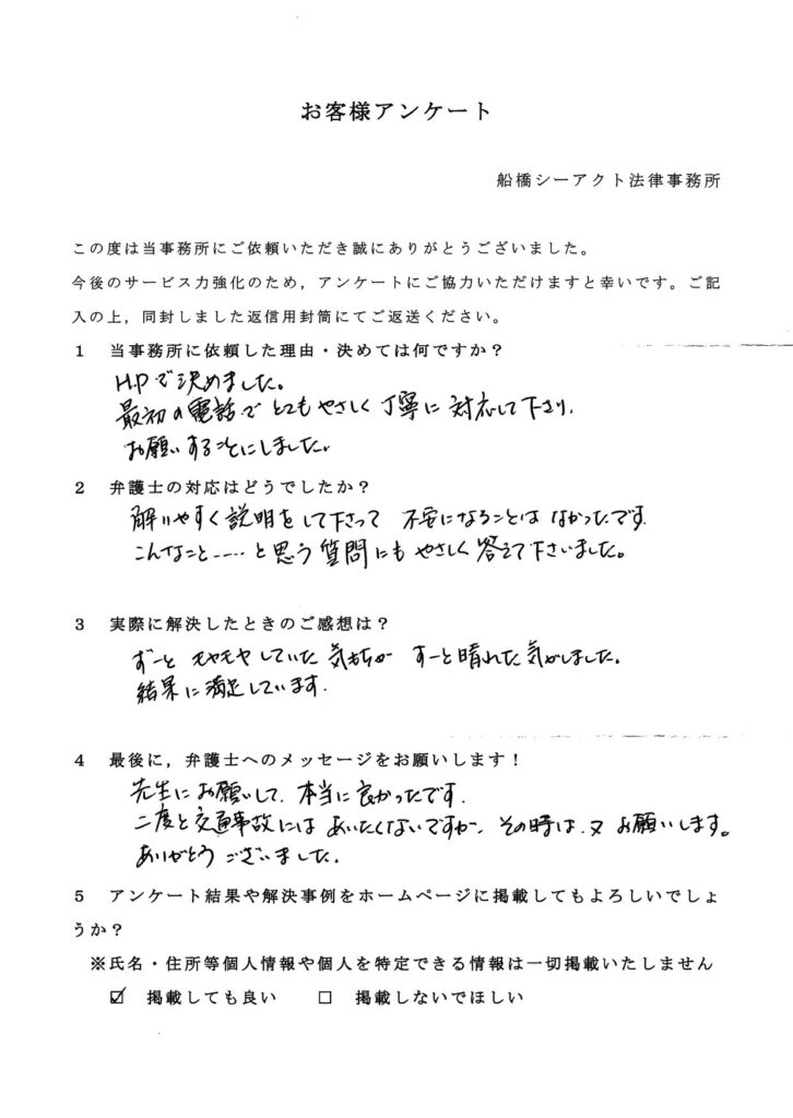 船橋市・60代・男性のお客様アンケート