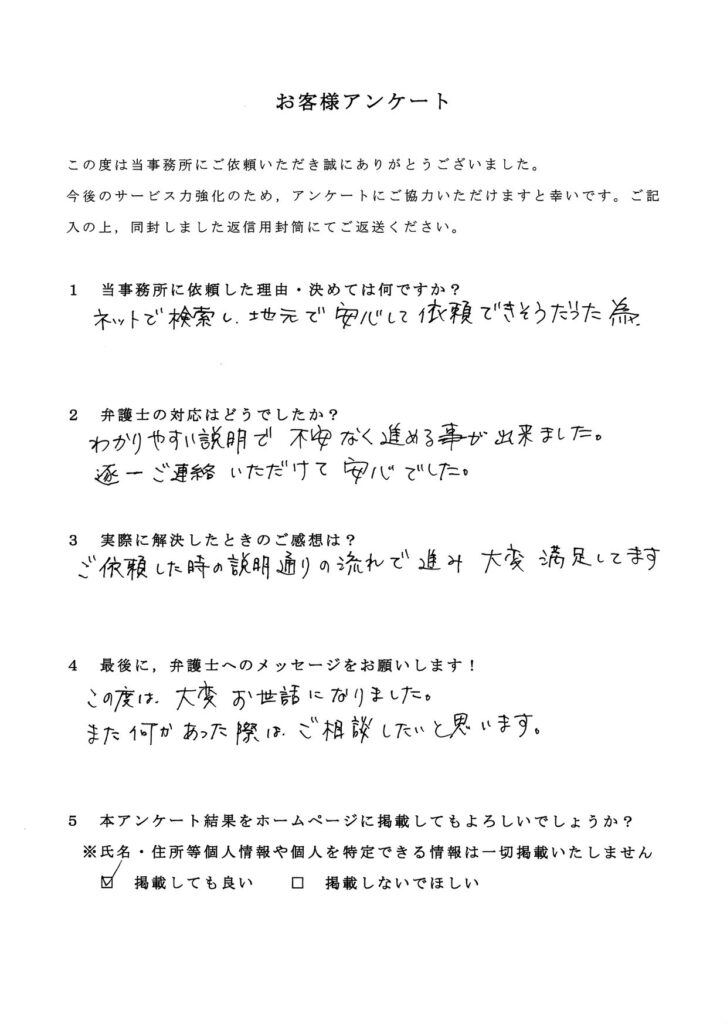 船橋市・男性のお客様アンケート